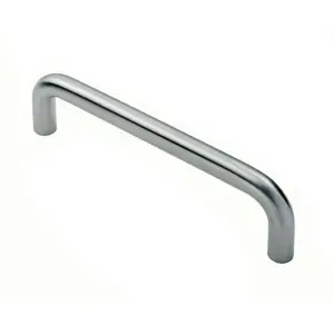 4x Round D Bar Pull Handle 22mm Dia 150mm Fixing Centres Satin Stainless Steel