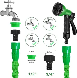 30m 100ft Expandable Magic Hose Flexible Water Pipe Garden DIY Spray Gun