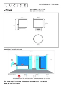 Lucide Jenno Modern Wall Light Bathroom - 1xG9 - IP44 - Black