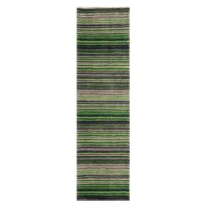 Handmade Easy to Clean Modern Striped Green Wool Rug for Living Room & Bedroom-160cm X 230cm