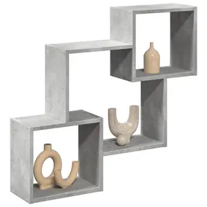 17 Stories Wall Cabinet 78X18x71 Cm Engineered Wood Concrete Grey