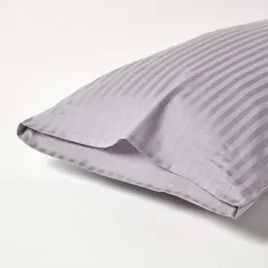 Homescapes Grey Egyptian Cotton Satin Stripe Housewife Pillowcase, King Size