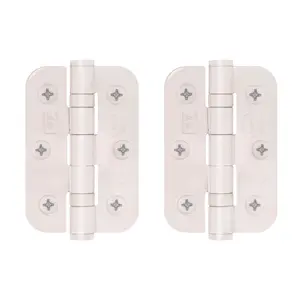 AFIT Polished Stainless Steel Stainless Ball Bearing Hinges Grade 7 - 76 x 50 x 2mm Radius Corners Pair