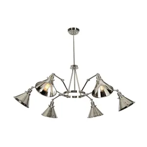 6 Bulb Chandelier Ceiling Light Highly Polished Nickel LED E27 60W