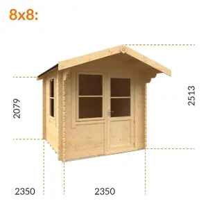 8ft x 8ft (2350mm x 2350mm) Horsforth "The Augusta" 28mm Log Cabin With 2 Opening Windows