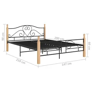 Berkfield Bed Frame Black Metal 140x200 cm