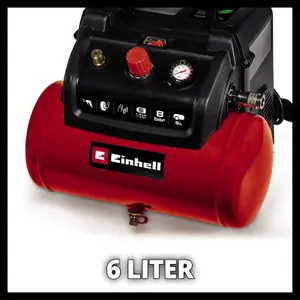 Einhell Electric Air Compressor 130l/min 6L 1200W 8 Bar Lightweight Portable TC-AC 190/6/8 OF Set