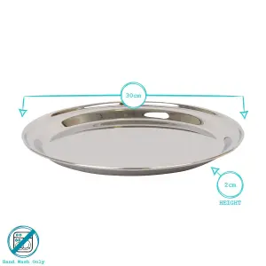 Argon Tableware Round Stainless Steel Serving Tray - 30cm