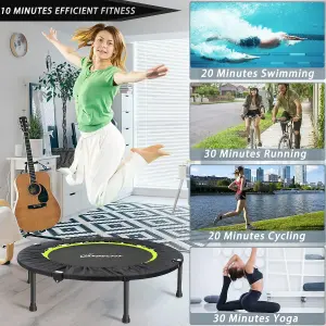 Jandecfit Mini Trampoline Foldable Jumper 40" Fitness Gym Rebounder Black Green