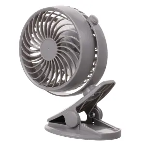 Hardys 3 Speed USB Rechargeable Clip On Cooling Portable Fan Desk Computer Pushchair - Grey