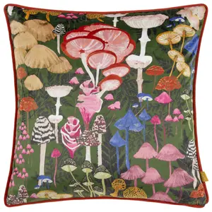 Amanita Square Throw Cushion Green