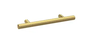 Furniture Handle Textured Knurled Bar Handle, 156mm (96mm Centres) - Brushed Brass