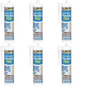 Everbuild Flexible Decorators Filler, White, 290 ml   FLEX (Pack of 6)