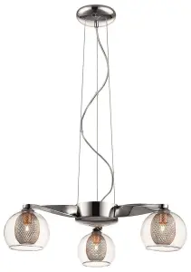 Luminosa Spring 3 Light Multi Arm Ceiling Pendant Mesh Chrome, Copper, G9