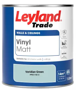 Leyland Trade Vinyl Matt Walls & Ceilings Emulsion Paint Veridian Green (PPG1142-3) 1L