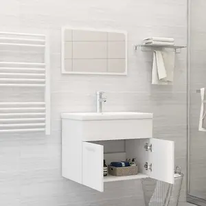 Berkfield Bathroom Furniture Set White Engineered Wood