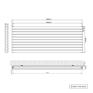 Right Radiators 1600x590 mm Horizontal Vertical Oval Column Radiator Double Panel Rads Black