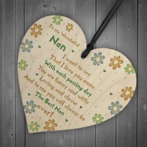 Handmade Gift For Nan Wooden Heart Nan Birthday Gift Grandparent Gift Keepsake