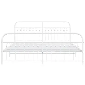 Berkfield Metal Bed Frame without Mattress with Footboard White 183x213cm