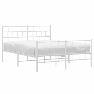 Berkfield Metal Bed Frame with Headboard and Footboard White 140x190 cm