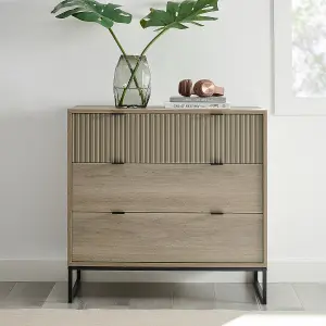 Melody Maison Large 3 Drawer Chest of Drawers - Hesley Nordic Wood Range