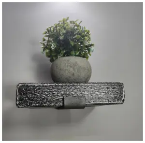 Handmade Wooden Rustic Flower Shelf Bracket Bent Up 14.5 x 20cm Monochrome