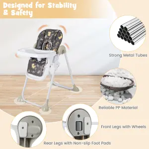 Costway Baby High Chair Convertible Infant Dining Chair with Adjustable Height & Tilting Backrest