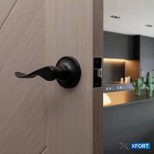 XFORT Cabriole Passage Knob Set Matt Black for Internal Wooden Doors