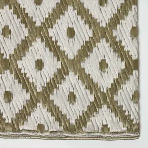 Homescapes May Geometric Olive Green Outdoor Rug, 150 x 240 cm