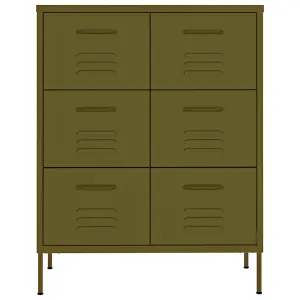 Berkfield Drawer Cabinet Olive Green 80x35x101.5 cm Steel