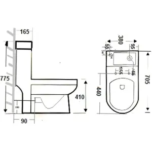 Nes Home Cloakroom 2 in 1 Close Coupled Toilet & Basin White