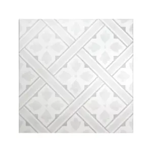 Laura Ashley Mr Jones Light Grey Matt Patterned Cement tile effect Ceramic Indoor Wall & floor tile, Pack of 11, (L)300mm (W)300mm