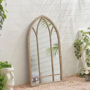 Brown Arched Decorative Metal Wall Mount Garden Window Framed Mirror 480x825mm