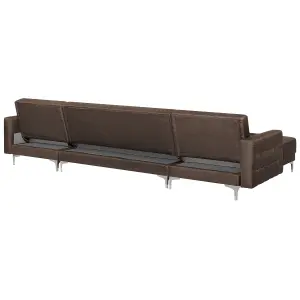 U-Shaped Sofa with Ottoman ABERDEEN Dark Brown Symmetrical