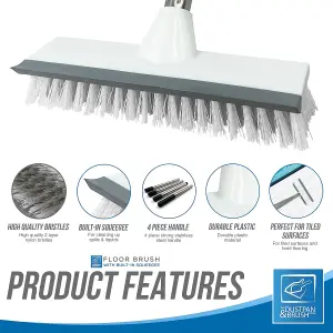 Floor Squeegee Brush Long Handled for Indoor or Outdoor Tile and Wood Surfaces