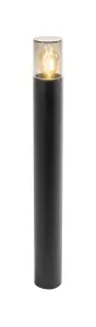 CGC Black Outdoor 0.8m Post Bollard Light Smoked Diffuser Modern Design Garden Patio Outside Driveway Path E27 IP54 Weatherproof