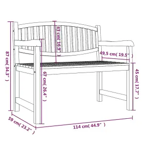 Berkfield Garden Bench 114x59x87 cm Solid Teak Wood