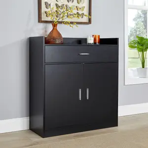 Home Source Novara Black 2 Door Shoe Storage Cabinet