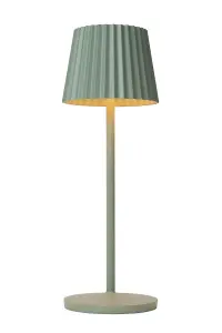 Lucide Justine Cottage Rechargeable Table lamp Outdoor - LED Dim. 2700K - IP54 - With wireless charging pad - Green