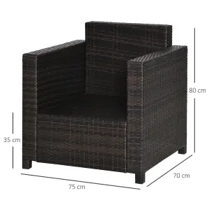 Garden Patio Rattan Wicker Furniture Single Cube Chair Sofa Outdoor Brown