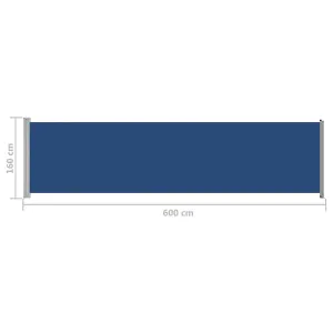 Berkfield Patio Retractable Side Awning 600x160 cm Blue