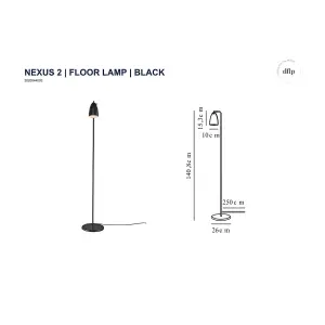 Nordlux DFTP Nexus 2 Swivel Joint Indoor Living Dining Floor Lamp in Black (H) 140.8cm