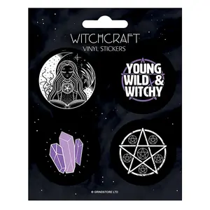 Grindstore Witchcraft Vinyl Stickers (Pack of 4) Black/White/Purple (One Size)