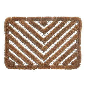 Natural Rugged Wire scraper Coir Reversible Heavy duty Door mat, 60cm x 40cm