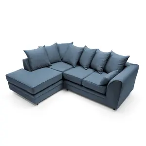 Darcy Corner Sofa Left Facing in Teal Linen Fabric