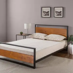 Karlie Bed Frame with Deatiled Wood Headboard Kingsize (5')