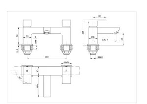 Keenware KBT-102 Sutton Square Bath Mixer Tap: Chrome