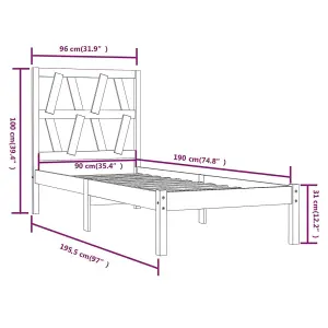 Berkfield Bed Frame White Solid Wood Pine 90x190 cm 3FT Single