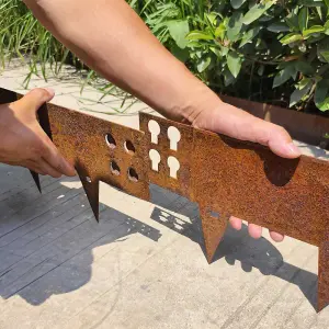 100cm Corten Steel Lawn Edging 7.5cm High (1 Set / 5pcs)