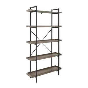 Jessica 92cm W Steel Etagere Bookcase Grey Wash